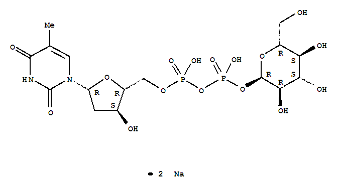 Structure of dTDP-α-glc-Na2,  TDP-α-G,  TDP-α-Glc,  TDP-α-Glucose