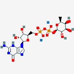 Structure of Disodium;[[(2r,3s,4r,5r)-5-(2-amino-6-oxo-3h-purin-9-yl)-3,4-dihydroxyoxolan-2-yl]methoxy-oxidophosphoryl] [(2r,3s,4r,5s,6s)-3,4,5-trihydroxy-6-methyloxan-2-yl] Phosphate