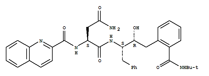 Structure of L-aspartamide, N~1~-[(1S,2R)-3-[2-[[(1,1-dimethylethyl)amino]carbonyl]phenyl]-2-hydroxy-1-(phenylmethyl)propyl]-N~2~-(2-quinolinylcarbonyl)-