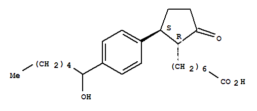 7-{(1R,2S)-2-[4-(1-hydroxyhexyl)phenyl]-5-oxocyclopentyl}heptanoic acid结构式