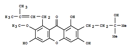 Structure of 9H-Xanthen-9-one,1,3,6-trihydroxy-2-(3-hydroxy-3-methylbutyl)-7-methoxy-8-(3-methyl-2-buten-1-yl)-