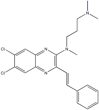 N-[6,7-二氯-3-(2-苯乙烯基)-2-喹喔啉基]-N,N',N'-三甲基-1,3-丙二胺结构式