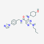Structure of 5-​Pyrimidinecarboxamid​e, 2-​(butylamino)​-​4-​[(trans-​4-​hydroxycyclohexyl)​amino]​-​N-​[[4-​(1H-​imidazol-​1-​yl)​phenyl]​methyl]​-