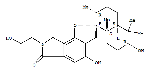 Structure of Spiro[2H-furo[2,3-e]isoindole-2,1'(2'H)-naphthalen]-6(3H)-one,3',4',4'a,5',6',7,7',8,8',8'a-decahydro-4,6'-dihydroxy-7-(2-hydroxyethyl)-2',5',5',8'a-tetramethyl-,[1'R-(1'a,2'a,4'aa,6'a,8'ab)]-