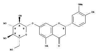 4H-1-Benzopyran-4-one,7-(b-D-glucopyranosyloxy)-2,3-dihydro-5-hydroxy-2-(4-hydroxy-3-methoxyphenyl)-,(S)-结构式