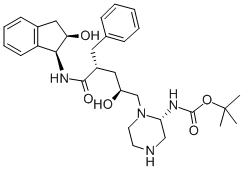 Structure of [1(1S,2R),5(S)]-2,3,5-Trideoxy-N-(2,3-dihydro-2-hydroxy-1H-inden-1-yl)-5-[2-[[(1,1-dimethylethyl)amino]carbonyl]-1-piperazinyl]-2-(phenylmethyl)-D-erythro-pentonamide