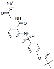 N-[2-[[[4-(2,2-二甲基-1-氧代丙氧基)苯基]磺酰]氨基]苯甲酰]-(S)-甘氨酸单钠盐结构式