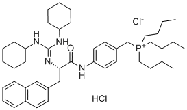 Structure of (S)-4-[2-[BIS(CYCLOHEXYLAMINO)METHYLENEAMINO]-3-(2-NAPHTHALENYL)-1-OXOPROPYLAMINO]BENZYL TRIBUTYL PHOSPHONIUM CHLORIDE HYDROCHLORIDE