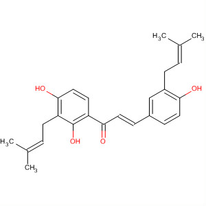 Structure of 2-Propen-1-one,1-[2,4-dihydroxy-3-(3-methyl-2-butenyl)phenyl]-3-[4-hydroxy-3-(3-methyl-2-butenyl)phenyl]-, (2E)-