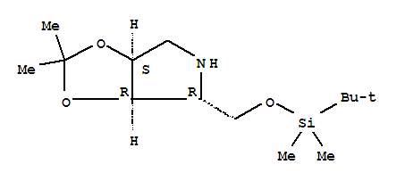 Structure of 4H-1,3-Dioxolo4,5-cpyrrole, 4-(1,1-dimethylethyl)dimethylsilyloxymethyltetrahydro-2,2-dimethyl-, (3aR,4R,6aS)-