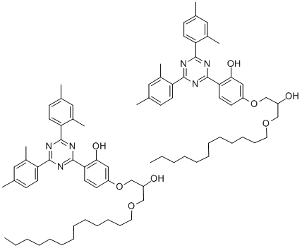 Structure of 2-[4-[2-HYDROXY-3-TRIDECYL OXYPROPYL]OXY]-2-HYDROXYPHENYL]-4,6-BIS(2,4-DIMETHYLPHENYL)-1,3,5-TRIAZINE AND 2-[4-[2-HYDROXY-3-DODECYL OXYPROPYL]OXY]-2-HYDROXYPHENYL]-4,6-BIS(2,4-DIMETHYLPHENYL)-1,3,5-TRIAZINE
