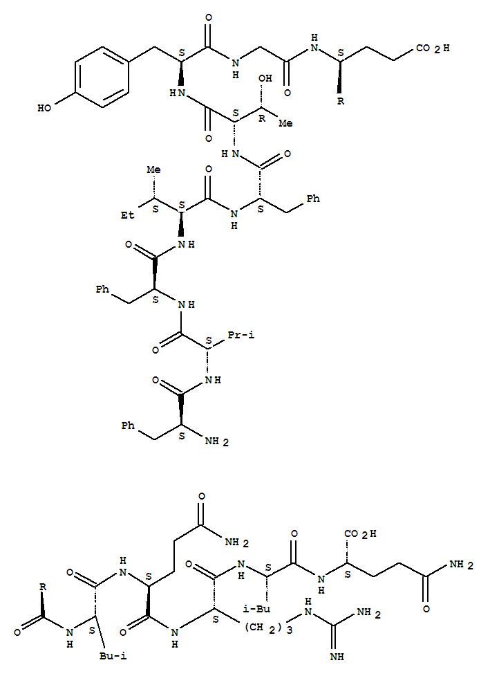 Structure of 1-14-Motilin(pig), 3-L-phenylalanine-13-L-leucine-