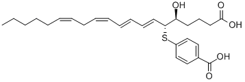 Structure of 6(R)-(4-CARBOXYPHENYLTHIO)-5(S)-HYDROXY-7(E),9(E),11(Z),14(Z)-EICOSATETRAENOIC ACID