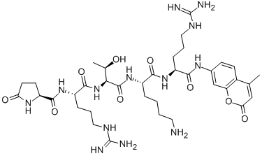 Structure of PYROGLU-ARG-THR-LYS-ARG-7-AMIDO-4-METHYLCOUMARIN