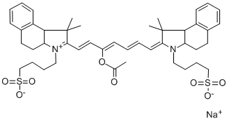 Structure of 10-ACETOXY-1,1-BIS(4-SULFOBUTYL)-4,5:4,5-DIBENZO-3,3,3,3-TETRAMETHYLINDATRICARBOCYANINE BETAINE SODIUM SALT