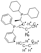 (R)-(-)-1-[(S)-2-二苯基磷]二茂铁乙基二环己基磷结构式