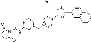 Structure of 1-[3-(Succinimidyloxycarbonyl)benzyl]-4-[2-(3,4-dihydro-2H-1-benzopyran-6-yl)-5-oxazolyl]pyridinium bromide