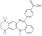 4-(7,8,9,10-TETRAHYDRO-5,7,7,10,10-PENTAMETHYL-5H-BENZO[E]NAPHTHO[2,3-B][1,4]DIAZEPIN-13-YL)BENZOIC ACID结构式