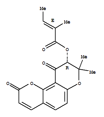 Structure of 2-Butenoicacid, 2-methyl-, 9,10-dihydro-8,8-dimethyl-2,10-dioxo-2H,8H-benzo[1,2-b:3,4-b']dipyran-9-ylester, [R-(E)]-