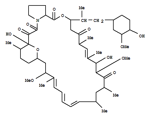 Structure of 23,27-Epoxy-1H,3H-pyrrolo2,1-c1,4oxaazacyclohentriacontine-1,5,11,28,29(4H,6H)-pentone, 9,10,12,13,14,21,22,23,24,25,26,27,31,32,33,33a-hexadecahydro-9,27-dihydroxy-3-(1R)-2-(1S,3R,4R)-4-hydroxy-3-methoxycyclohexyl-1-methylethyl-10,21-dimethoxy-6,8,12,14,
