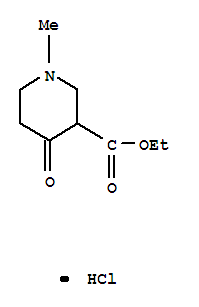 Structure of 3-Piperidinecarboxylicacid, 1-methyl-4-oxo-, ethyl ester, hydrochloride (1:1)