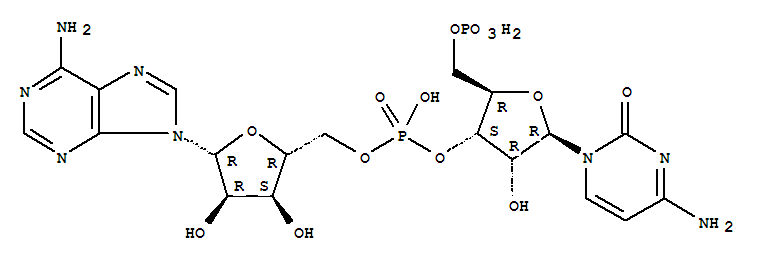 Structure of [(2R,3S,4R,5R)-5-(4-amino-2-oxopyrimidin-1(2H)-yl)-3-{[{[(2R,3S,4R,5R)-5-(6-amino-9H-purin-9-yl)-3,4-dihydroxytetrahydrofuran-2-yl]methoxy}(hydroxy)phosphoryl]oxy}-4-hydroxytetrahydrofuran-2-yl]methyl dihydrogen phosphate 
