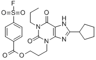Structure of 8-cyclopentyl-3-(3-((4-(fluorosulfonyl)benzoyl)oxy)propyl)-1-propylxanthine