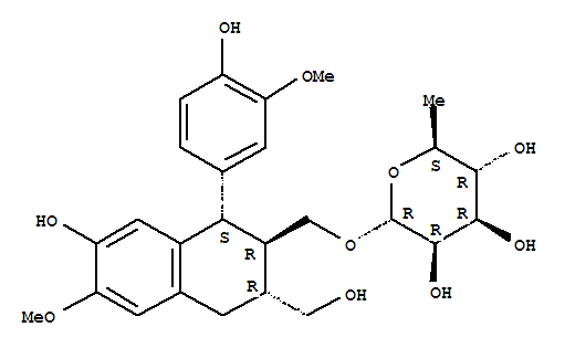 Structure of a-L-Mannopyranoside,[1,2,3,4-tetrahydro-7-hydroxy-1-(4-hydroxy-3-methoxyphenyl)-3-(hydroxymethyl)-6-methoxy-2-naphthalenyl]methyl6-deoxy-, [1S-(1a,2b,3a)]-
