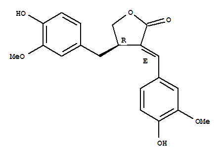 Structure of 2(3H)-Furanone,dihydro-4-[(4-hydroxy-3-methoxyphenyl)methyl]-3-[(4-hydroxy-3-methoxyphenyl)methylene]-,[R-(E)]-