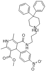Structure of 5-[[[3-(4,4-DIPHENYL-1-PIPERIDINYL)PROPYL]AMINO]CARBONYL]-1,4-DIHYDRO-2,6-DIMETHYL-4-(4-NITROPHENYL)-3-PYRIDINECARBOXYLIC ACID METHYL ESTER HYDROCHLORIDE