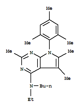 7H-pyrrolo[2,3-d]pyrimidin-4-amine, N-butyl-N-ethyl-2,5,6-trimethyl-7-(2,4,6-trimethylphenyl)-结构式
