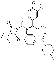 (2S)-N-[(1R)-1-(1,3-苯并二氧戊环-5-基)丁基]-3,3-二乙基-2-[4-[(4-甲基-1-哌嗪基)羰基]苯氧基]-4-氧代-1-氮杂环丁烷甲酰胺结构式