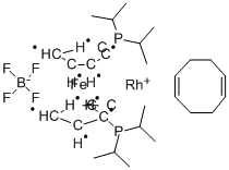 Chemical structure of 1,1-BIS(DI-I-PROPYLPHOSPHINO)FERROCENE(1,5-CYCLOOCTADIENE)RHODIUM (I) TETRAFLUOROBORATE