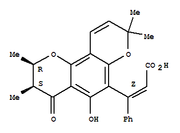 Structure of 2-Propenoicacid, 3-(3,4-dihydro-5-hydroxy-2,3,8,8-tetramethyl-4-oxo-2H,8H-benzo[1,2-b:3,4-b']dipyran-6-yl)-3-phenyl-,[2R-[2a,3a,6(Z)]]-