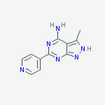 Structure of 1H-Pyrazolo[3,4-d]pyrimidin-4-amine, 3-methyl-6-(4-pyridinyl)-