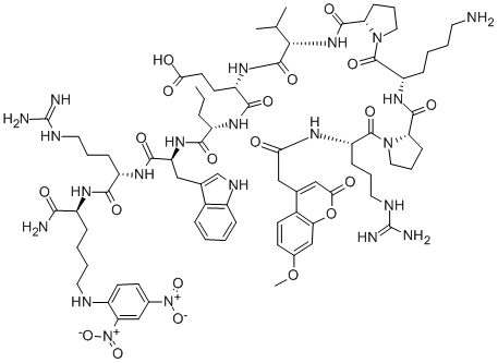 MCA-ARG-PRO-LYS-PRO-TYR-ALA-NVA-TRP-MET-LYS(DNP)-NH2结构式