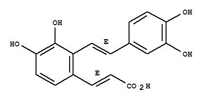 2-Propenoicacid, 3-[2-[2-(3,4-dihydroxyphenyl)ethenyl]-3,4-dihydroxyphenyl]-, (E,E)-结构式
