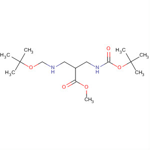 Structure of Propanoic acid,3-[[(1,1-dimethylethoxy)carbonyl]amino]-2-[[[(1,1-dimethylethoxy)carbonyl]amino]methyl]-, methyl ester
