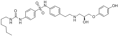 4-[[(HEXYLAMINO)CARBONYL]AMINO]-N-[4-[2-[[(2S)-2-HYDROXY-3-(4-HYDROXYPHENOXY)PROPYL]AMINO]ETHYL]PHENYL]-BENZENESULFONAMIDE结构式