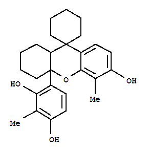 4-[1,2,3,4,4a,9a-Hexahydro-6-hydroxy-5-methylspiro-(cyclohexane-1,9-xanthen)-4a-yl]-2-methylresorcinol结构式