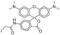 Structure of 6-Iodoacetamidotetramethyl Rhodamine, 90%