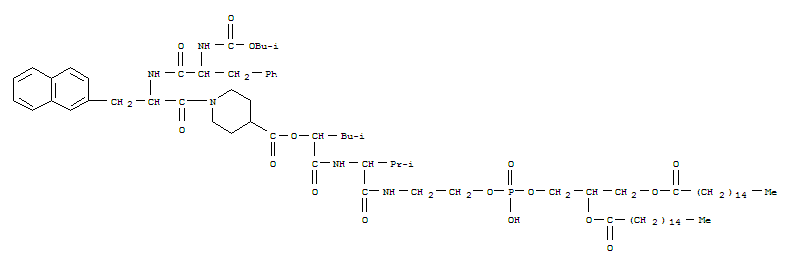 Structure of 2,3-dihexadecanoyloxypropoxy-[2-[[(2S)-3-methyl-2-[[(2S)-4-methyl-2-[1 -[(2R)-2-[[(2S)-2-(2-methylpropoxycarbonylamino)-3-phenyl-propanoyl]am ino]-3-naphthalen-2-yl-propanoyl]piperidine-4-carbonyl]oxy-pentanoyl]a mino]butanoyl]amino]ethoxy]phosphinic acid