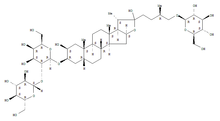 Structure of b-D-Galactopyranoside, (2b,3b,5b,25R)-26-(b-D-glucopyranosyloxy)-2,22-dihydroxyfurostan-3-yl2-O-b-D-glucopyranosyl-