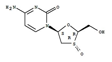 2(1H)-Pyrimidinone,4-amino-1-[2-(hydroxymethyl)-1,3-oxathiolan-5-yl]-, S-oxide, [2R-(2a,3b,5a)]-结构式