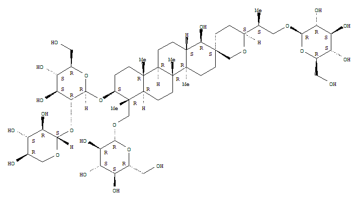 Structure of b-D-Glucopyranoside,(1R,2S,4aR,4bR,6'S,6aR,7R,8S,10aR,10bR,12aS)-7-[(b-D-glucopyranosyloxy)methyl]-6'-[(1S)-2-(b-D-glucopyranosyloxy)-1-methylethyl]octadecahydro-1-hydroxy-4a,4b,7,10a-tetramethylspiro[chrysene-2(1H),3'(4'H)-[2H]pyran]-8-yl2-O-b-D-xylopyra