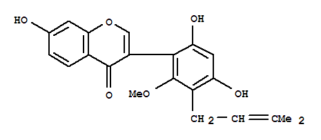 Structure of 4H-1-Benzopyran-4-one,3-[4,6-dihydroxy-2-methoxy-3-(3-methyl-2-buten-1-yl)phenyl]-7-hydroxy-
