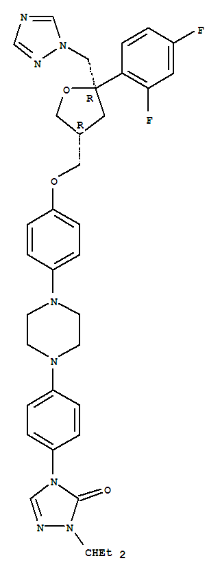 Structure of D-threo-pentitol, 2,5-anhydro-1,3,4-trideoxy-2-C-(2,4-difluorophenyl)-4-[[4-[4-[4-[1-(1-ethylpropyl)-1,5-dihydro-5-oxo-4H-1,2,4-triazol-4-yl]phenyl]-1-piperazinyl]phenoxy]methyl]-1-(1H-1,2,4-triazol-1-yl)-