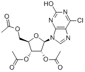 6-Chloro-1,9-dihydro-9-(2,3,5-tri-O-acetyl-β-D-ribofuranosyl)-2H-purin-2-one结构式