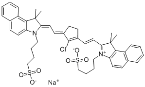 2-[2-[2-CHLORO-3-[[1,3-DIHYDRO-1,1-DIMETHYL-3-(4-SULFOBUTYL)-2H-BENZ[E]INDOL-2-YLIDENE]ETHYLIDENE]-1-CYCLOPENTEN-1-YL]-ETHENYL]-1,1-DIMETHYL-3-(4-SULFOBUTYL)-1H-BENZ[E]INDOLIUM, INNER SALT, SODIUM SALT结构式