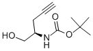 Structure of Carbamic acid, [(1R)-1-(hydroxymethyl)-2-propynyl]-, 1,1-dimethylethyl ester